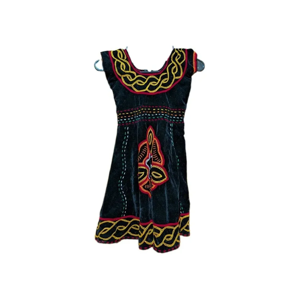 Cameroon Atoghu Embroidered Dress for little girl 5-5T See Measurements